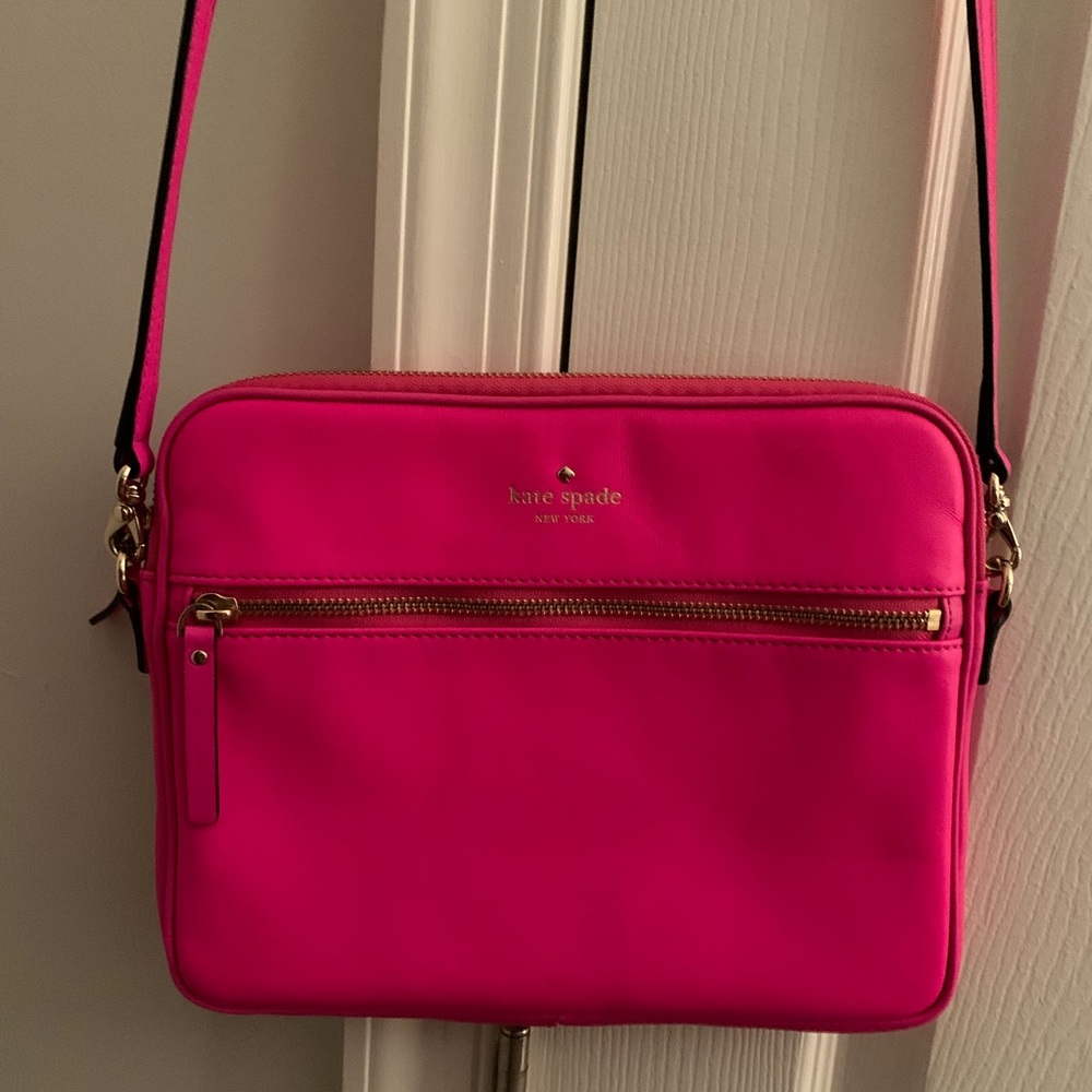 Kate Spade Pink Leather Crossbody iPad Bag
